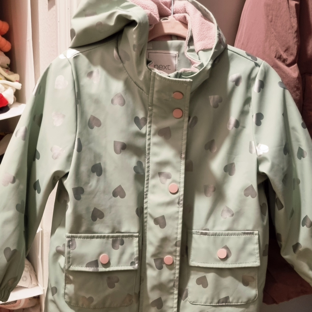 Next Kids Heart Pattern Raincoat - Mint Green